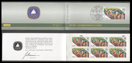 Germany SC#B641 (Mi# 1269) 80+40pf Multicolored 1986 National Sports Foundation Semi Postals, Unlisted In Michel, A VFNH Souvenir Sheet Booklet, Click on Listing to See ALL Pictures, Estimated Value $10