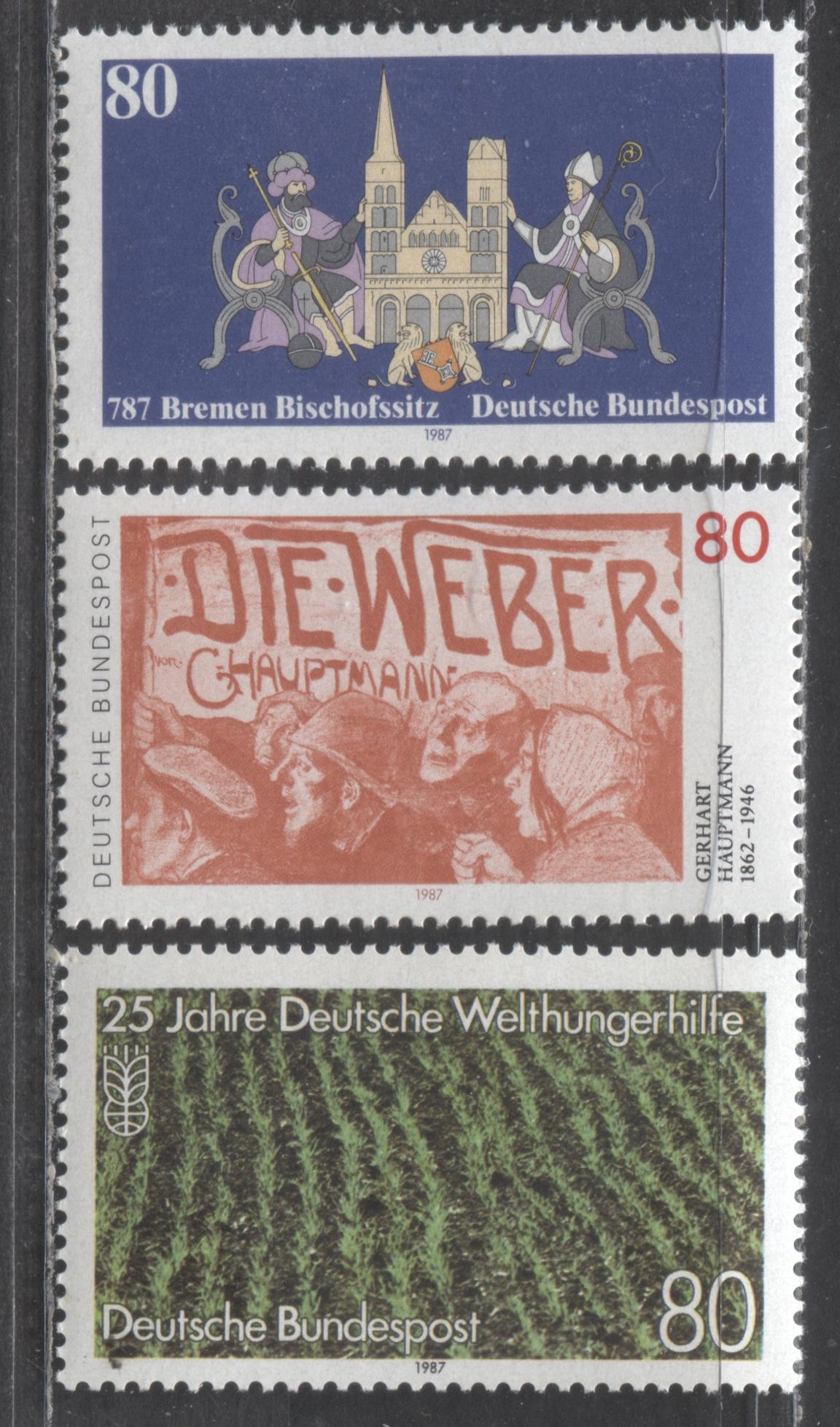 Germany Mi#1329 (1513)/1345 (1543) 1987 Bishopric Of Bremen - Agro Action Organization Issues, 3 VFNH Singles, Click on Listing to See ALL Pictures, Estimated Value $5