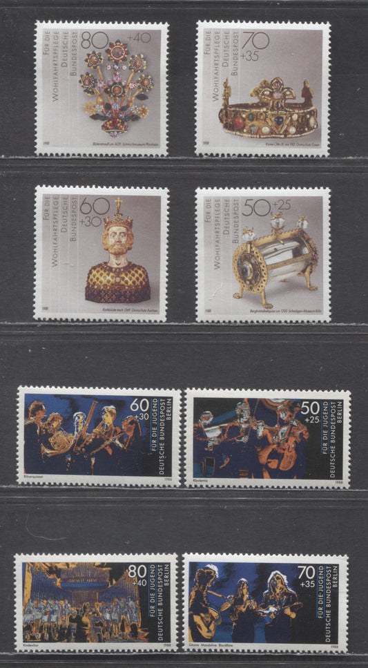 Berlin - Germany SC#9NB257-9NB264(Mi#807-821) 1988 Semi Postals Issue, 8 VFNH Singles, Click on Listing to See ALL Pictures, Estimated Value $14 USD
