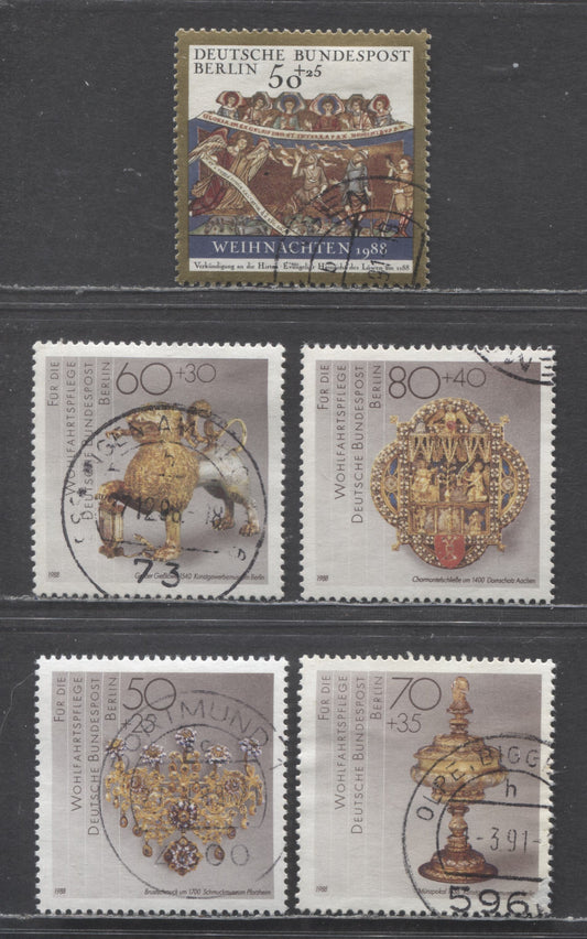 Berlin - Germany SC#9NB261-9NB265(Mi#818/829) 1988 Artifacts - Christmas Semi Postals Issues, 5 Very Fine Used Singles, Click on Listing to See ALL Pictures, Estimated Value $6 USD