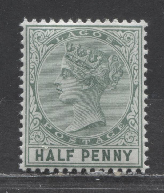 Lagos SC#13 1/2d Dull Green & Dark Green 1887-1901 Queen Victoria Issue, Crown CA Wmk, A VFNH Single, Estimated Value $5