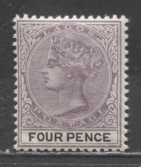 Lagos SC#24 4d Lilac & Black 1887-1901 Queen Victoria Issue, Crown CA Wmk, A VFNH Single, Click on Listing to See ALL Pictures, Estimated Value $5