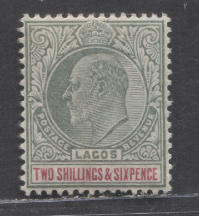 Lagos SC#57 2/6d Green & Carmine 1906 King Edward VII Issue, On Ordinary Paper, Multiple Crown CA Wmk, A VFOG Single, Click on Listing to See ALL Pictures, 2017 Scott Cat. $27.5