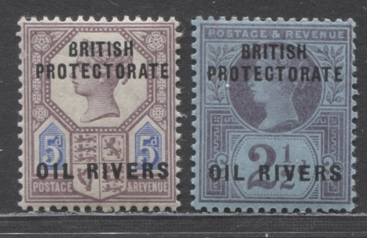 Niger Coast Protectorate SC#4-5 1892 Overprinted GB Issue, Imperial Crown Wmk, 2 F/VFOG Singles, Click on Listing to See ALL Pictures, 2017 Scott Cat. $30