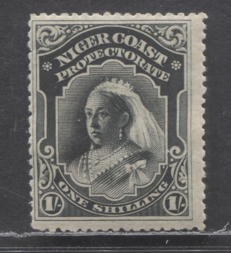 Niger Coast Protectorate SC#48 1/- Black 1894 Queen Victoria Issue, On Unwatermarked Paper, A FOG Single, Click on Listing to See ALL Pictures, Estimated Value $35 USD