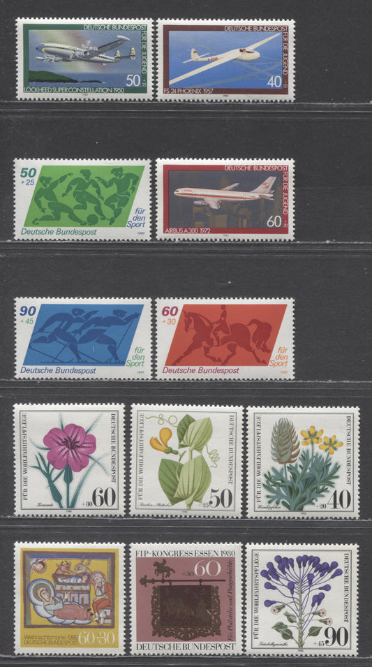 Lot 82 Germany SC#B570-B582(Mi#1040/1066) 1980 Semi Postals Issue, 12 VFNH Singles, Click on Listing to See ALL Pictures, Estimated Value $14 USD
