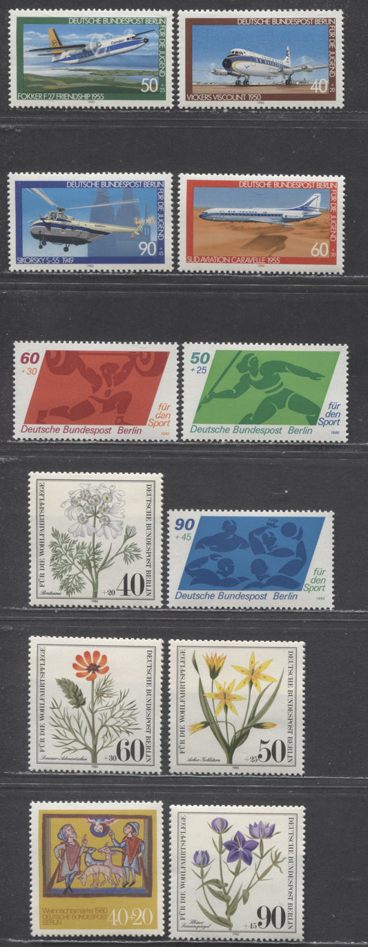 Lot 85 Berlin - Germany SC#9NB164-9NB175(Mi#617/633) 1980 Semi Postals Issue, 12 VFNH Singles, Click on Listing to See ALL Pictures, Estimated Value $13 USD