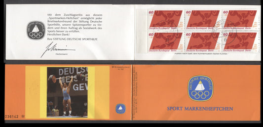 Lot 88 Berlin - Germany SC#9NB169(Mi#622) 1980 Sports Semi Postal Issue, Cancelled To Order, Unlisted In Michel, A Very Fine Booklet Containing A Pane Of 6, Click on Listing to See ALL Pictures, Estimated Value $5 USD