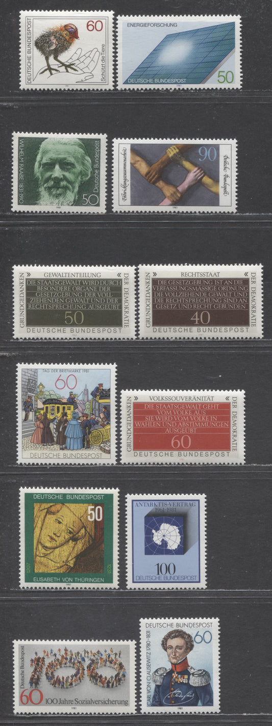 Lot 91 Germany SC#1354-1365(Mi#1101/1116) 1981 Energy Conservation - Social Insurance Issues, 12 VFNH Singles, Click on Listing to See ALL Pictures, Estimated Value $13 USD