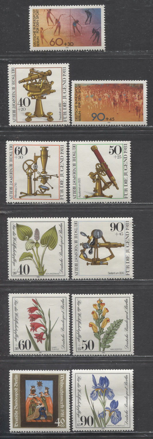 Lot 94 Berlin - Germany SC#9NB176-9NB186(Mi#641/658) 1981 Semi Postals Issue, 11 VFNH Singles, Click on Listing to See ALL Pictures, Estimated Value $13 USD