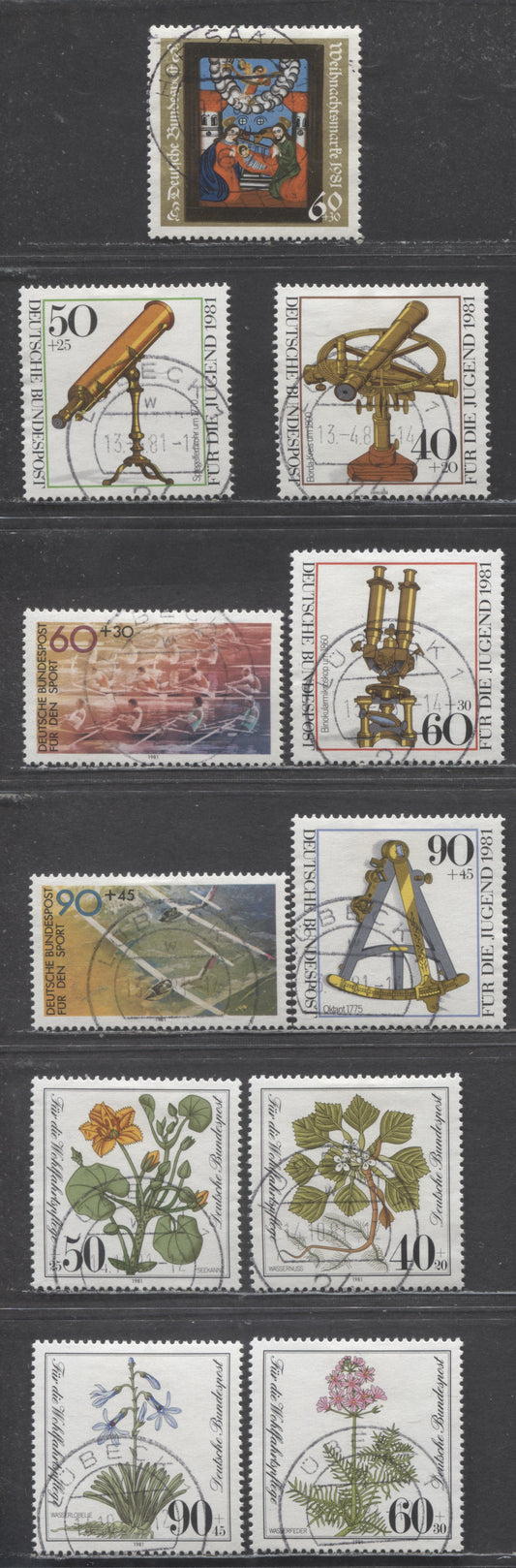 Lot 97 Germany SC#B583-B593(Mi#1090/1113) 1981 Semi Postals Issue, 11 Very Fine Used Singles, Click on Listing to See ALL Pictures, Estimated Value $10 USD