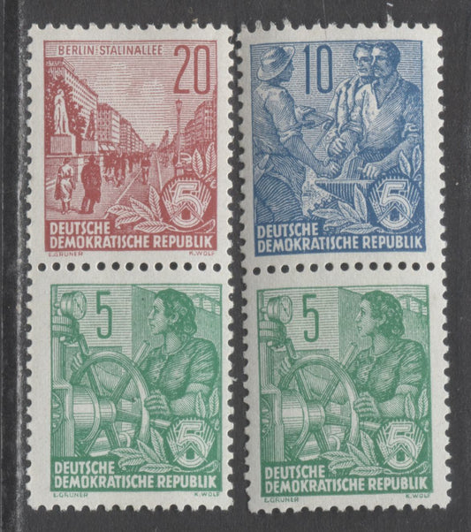 Lot 103 German Democratic Republic Mi#S7-S8 1957-1958 5 Year Plan Definitives Issue, With Quatrefoil Watermark, 2 VFNH Booklet Pairs, Click on Listing to See ALL Pictures, Estimated Value $15 USD