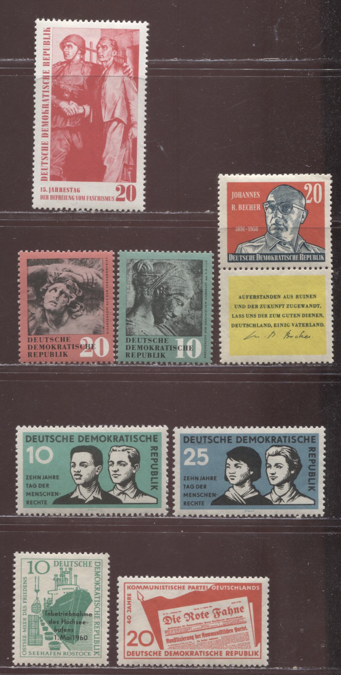 German Democratic Republic Mi#667 (412)/763 (501) 1958 Return Of Art Treasures - Liberation From Fascism Issues, 8 VFNH Singles, Click on Listing to See ALL Pictures, Estimated Value $9