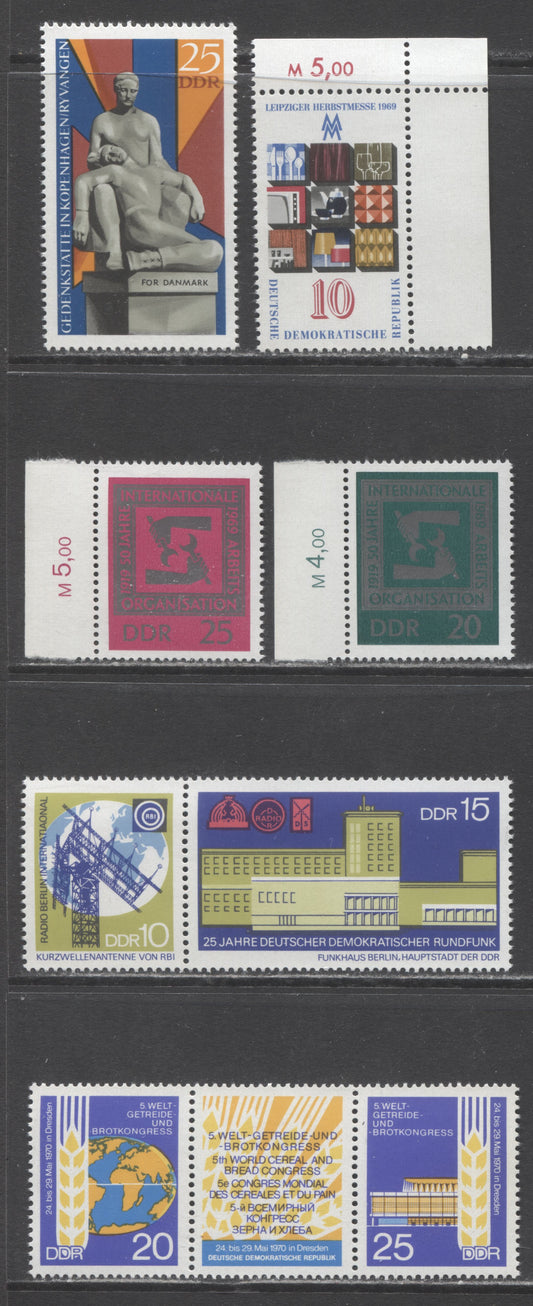 German Democratic Republic Mi#1494 (1128)/1576 (1207a) 1969-1970 Leipzig Fair - World Cereal & Bread Congress Issues, 6 VFNH Singles, Click on Listing to See ALL Pictures, Estimated Value $15