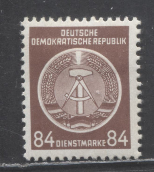 German Democratic Republic Mi#17xxI (SC# O17) 84pf Brown 1954 Official Issue, Original Printing, DDR & Posthorn Wmk Type 1, A VFOG Single, Click on Listing to See ALL Pictures, Estimated Value $5