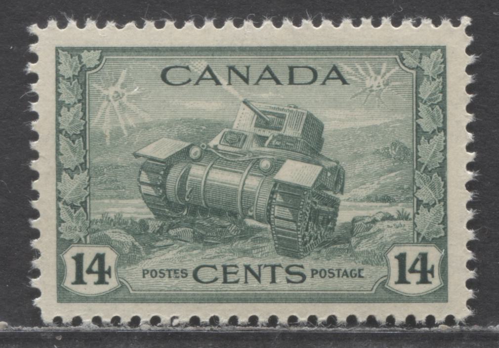 Lot 79 Canada #259 14c Dull Green Ram Tank, 1942-1943 King George V War Issue, A VFNH Single On Horizontal Ribbed Paper With Yellowish Cream Gum, Later Printing