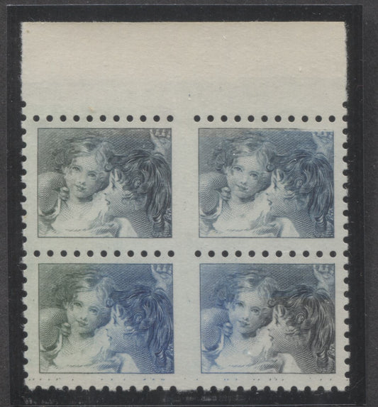 Lot 90 Canada BABN Test Booklet & Coil "Baby Sisters" Essay Tricolor Baby Sisters, 1966 Centennials, A Very Fine Test Block Of 4 With Davac Gum