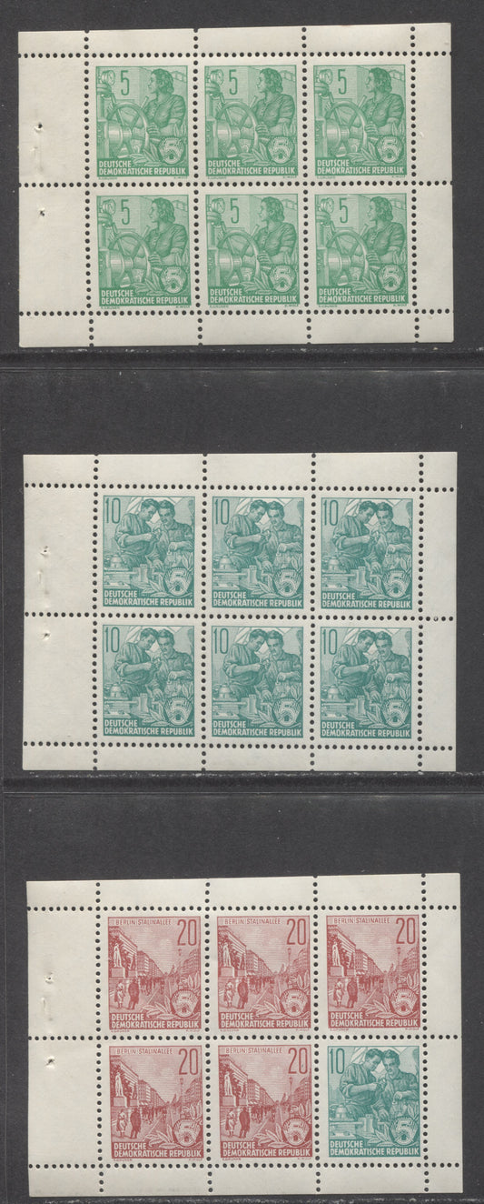 Lot 97 German Democratic Republic SC#330c,477b,333a(Mi#7A,8AX,9A) 1961 5 Year Plan Definitives Issue, 3 VFNH Booklet Panes, Click on Listing to See ALL Pictures, Estimated Value $20 USD