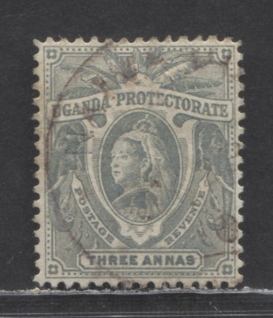 Lot 438 Uganda Protectorate SC#72 3a Green 1898 Queen Victoria Issue, A Very Fine Used Single, Click on Listing to See ALL Pictures, 2022 Scott Classic cat. $50