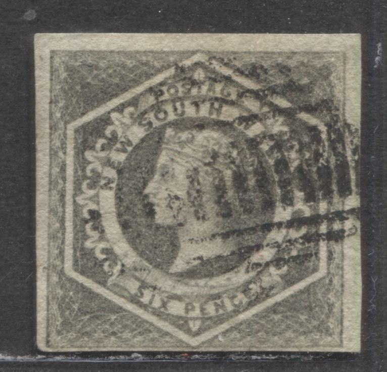 Lot 66 Australian States - New South Wales SC#29 6d Gray 1854-1855 Imperf Diadem Issue, Margins Wide To Just Clear Along Bottom, A Fine Used Single, Click on Listing to See ALL Pictures, Estimated Value $40