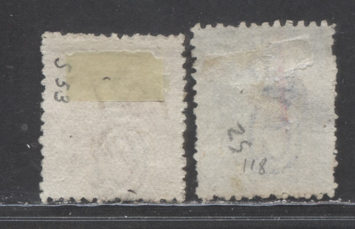 Lot 91 Australian States - Queensland SC#52a-53 1879-1881 Chalon Heads Issue, Fiscal & Postally Used, 2 Very Good/Good Used Singles, Estimated Value $10