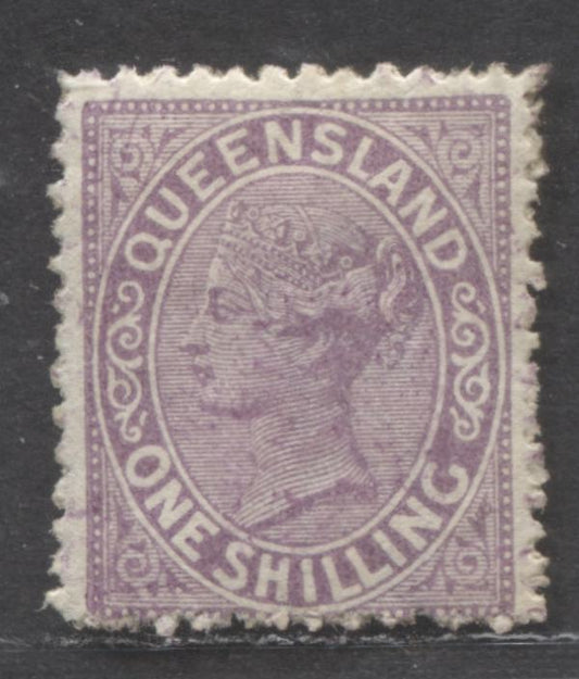 Lot 96 Australian States - Queensland SC#70a 1/- Lilac 1882-1883 Queen Victoria Second Sidefaces Issue, A VFOG Single, Click on Listing to See ALL Pictures, 2017 Scott Cat. $30