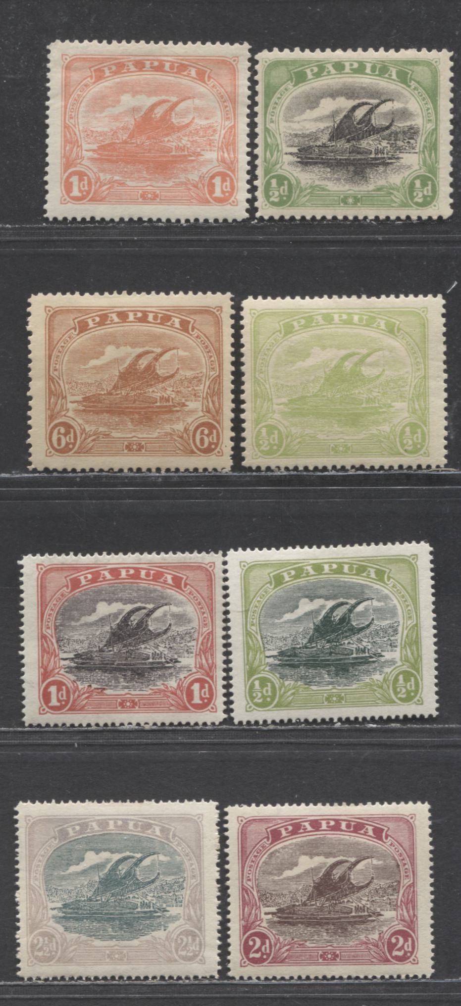 Lot 202 Papua SC#41/65 1901-1931 Lakotoi Definitives, Double & Single Lined Crown Over A Wmk, 8 F/VFOG Singles, Click on Listing to See ALL Pictures, Estimated Value $20