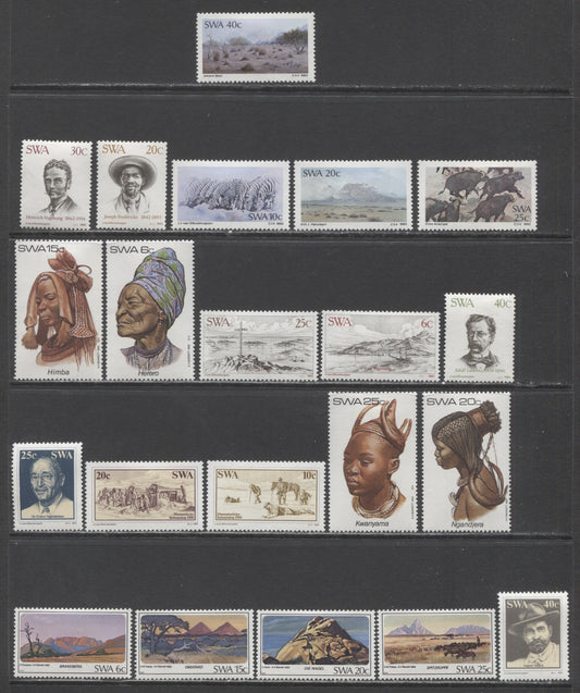 South West Africa SC#495-515 1982-1983 Mountain Peaks - Paintings Issues, 21 VFOG Singles, Click on Listing to See ALL Pictures, Estimated Value $4