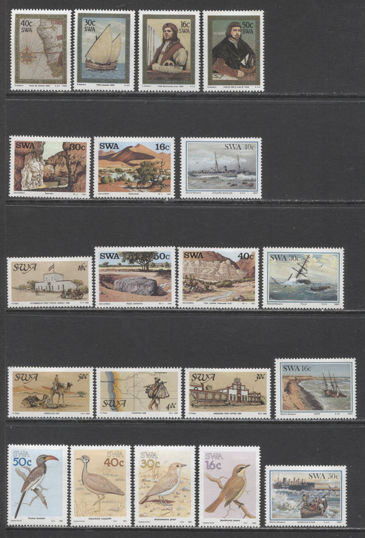 South West Africa SC#590-609 1987-1988 Shipwrecks - Birds Issues, 20 VFOG Singles, Click on Listing to See ALL Pictures, Estimated Value $11