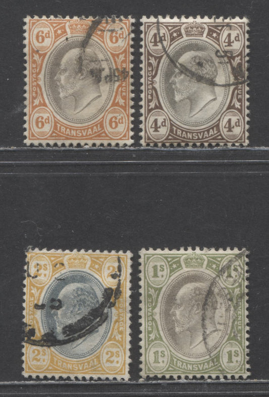 Lot 476 Transvaal SC#257/262 1902-1903 Edward VII Issue, 4 Fine/Very Fine Used Singles, Click on Listing to See ALL Pictures, Estimated Value $45