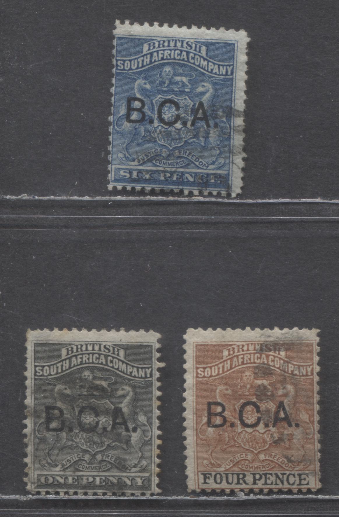 Lot 64 British Central Africa SC#1/5 1891-1895 Overprints Issue, 3 Very Good Used Singles, Estimated Value $8