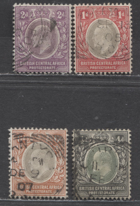 Lot 69 British Central Africa SC#60/73 1903-1907 King Edward VII Issues, Crown CA & Multiple Crown CA Wmk, 4 Fine/Very Fine Used Singles, Click on Listing to See ALL Pictures, Estimated Value $40