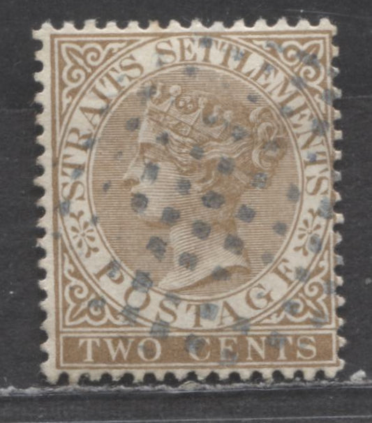 Lot 87 Straits Settlements SC#40 2c Bistre Brown 1882-1899 Queen Victoria Issue, Crown CA Wmk, A Very Fine Used Single, Click on Listing to See ALL Pictures, 2022 Scott Classic Cat. $52.5