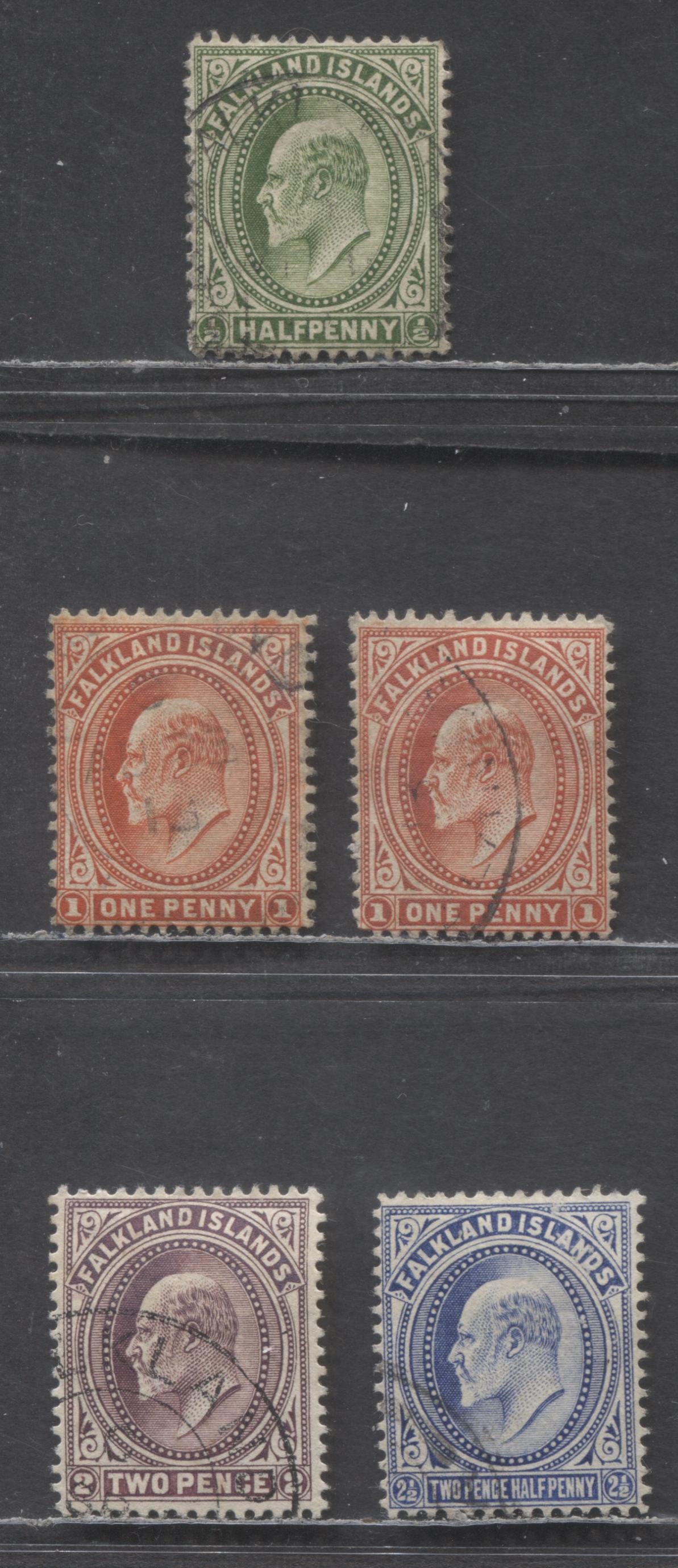 Lot 415 Falkland Islands SC#22var (43b)-24 (45) 1904-1907 King Edward ...