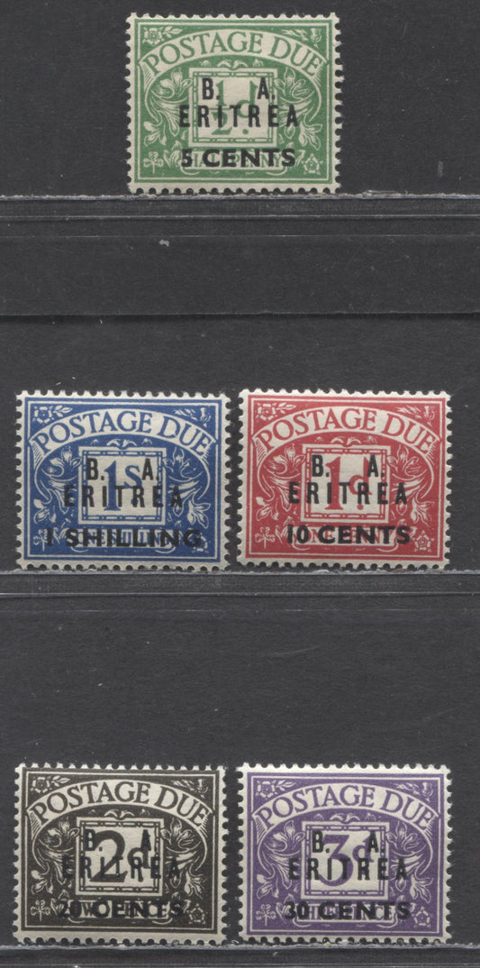 Lot 477 British Forces In Eritrea SC#J6-J10 1950 Overprinted Postage Dues, 5 VFOG Singles, Click on Listing to See ALL Pictures, Estimated Value $43