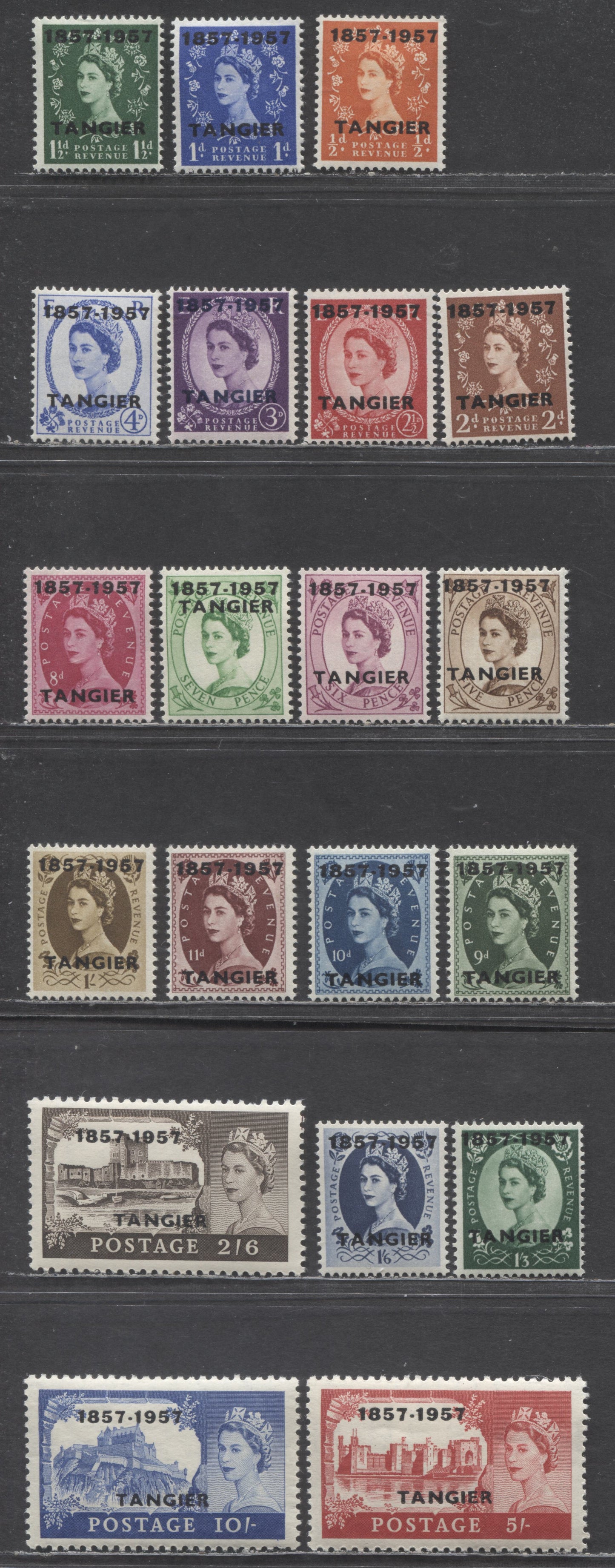 Lot 504 Tangier SC#592-611 1957 Centenary Overprints, 20 VFOG Singles, Click on Listing to See ALL Pictures, Estimated Value $7 USD