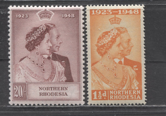 Lot 87 Northern Rhodesia SC#48-49 1948 Silver Wedding Issue, 2 VFOG Singles, Click on Listing to See ALL Pictures, Estimated Value $50