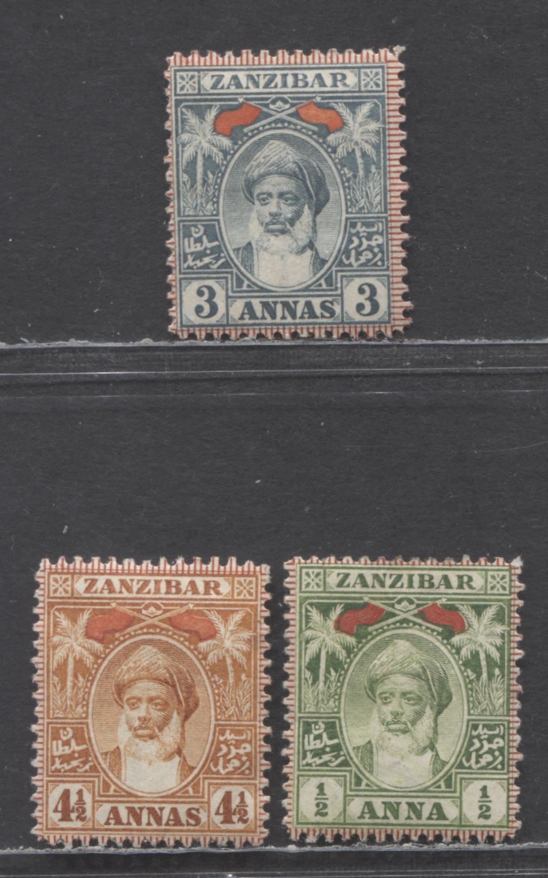 Lot 99 Zanzibar SC#62/69 1899-1901 Sulten Seyyid Hamoud bin Mahommed bin Said Issue, 3 VFOG & Unused Singles, Click on Listing to See ALL Pictures, Estimated Value $17