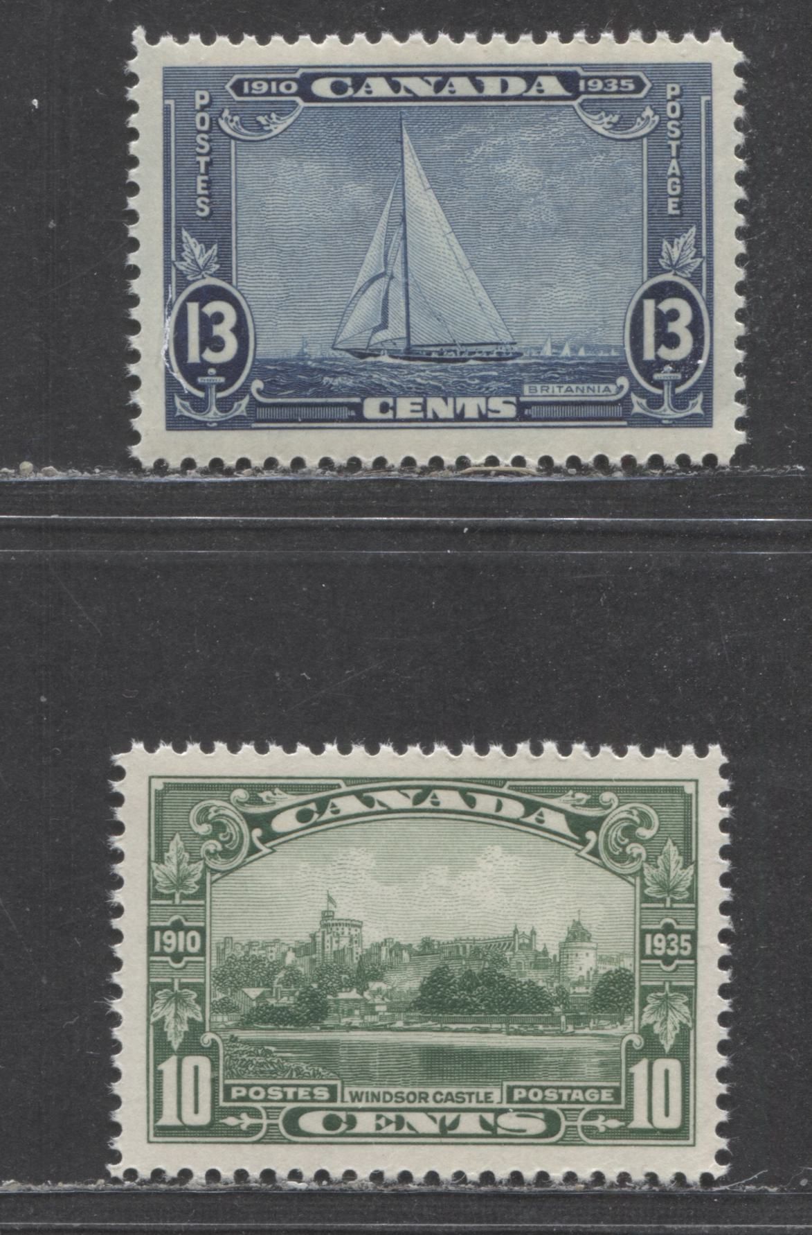Lot 78 (C) Canada #215-216 10c-13c Green-Dark Blue Windsor Castle - Royal Yacht Britannia, 1935 KGV Silver Jubilee, 2 VFNH Singles