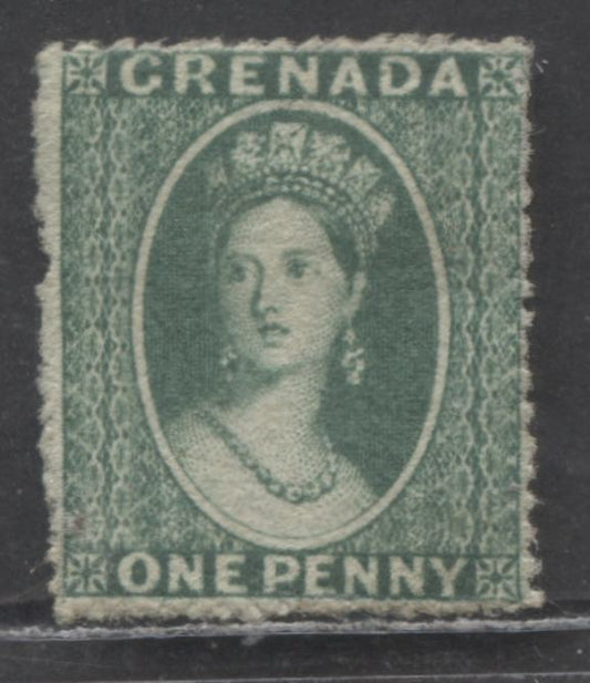 Lot 52 Grenada SC#3 1d Green 1863-1871 Chalon Heads Issue, Rough Perf 14-16, Small Star Wmk, A Very Fine Unused Single, Click on Listing to See ALL Pictures, Estimated Value $60