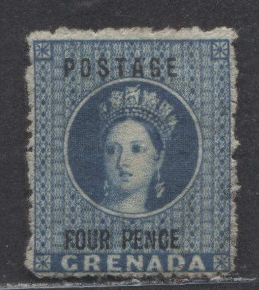 Lot 56 Grenada SC#13 4d Blue 1881 Surcharged Chalon Heads Issue, A Very Fine/Extremely Fine Unused Single, Click on Listing to See ALL Pictures, Estimated Value $175