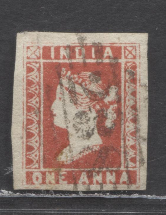 Lot 91 India SC#4 1A red 1854-1855 Lithographed Queen Victoria Issue, Die 1, A Fine Used Single, Click on Listing to See ALL Pictures, Estimated Value $40