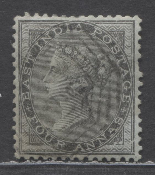 Lot 95 India SG#9 4a Black 1854-1855 Lithographed Queen Victoria Issue, On Bluish Paper, Beautifully Centered & Seldom Seen, A Fine/Very Fine Used Single, Click on Listing to See ALL Pictures, Estimated Value $20