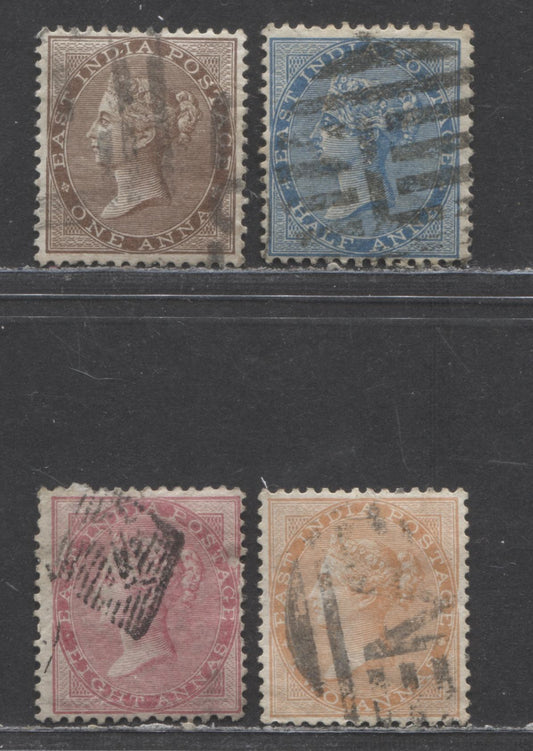 Lot 99 India SC#22/31 1865-1876 Surface Printed Queen Victoria Issue, Moderate Cancels, Elephants Head Wmk, 4 Fine/Very Fine Used Singles, Click on Listing to See ALL Pictures, Estimated Value $8