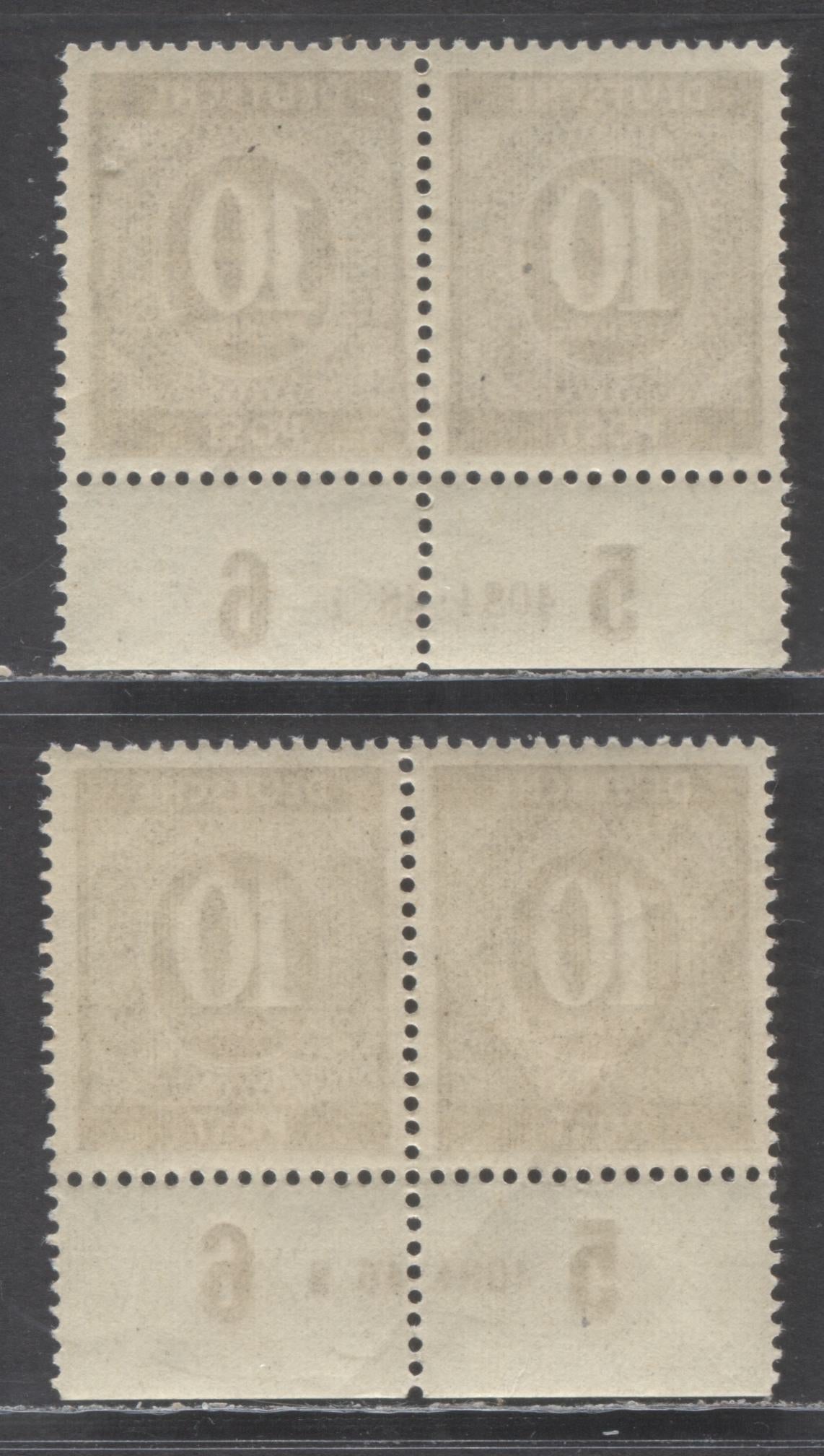 Lot 438 Germany Mi#918HAN (SC# 537) 10pf Chocolate 1946 Numerals Issue, Plates 4084.46-1 & 4084.46-2, 2 VFNH Plate Pairs, Click on Listing to See ALL Pictures, Estimated Value $60