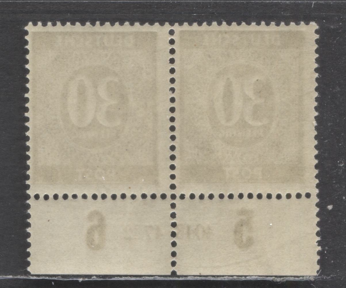 Lot 481 Germany Mi#928cHAN (SC# 547) 30pf Dark Brown Olive 1946 Numerals Issue, Plate 4043.47-2, A FNH Plate Pair, Click on Listing to See ALL Pictures, Estimated Value $120