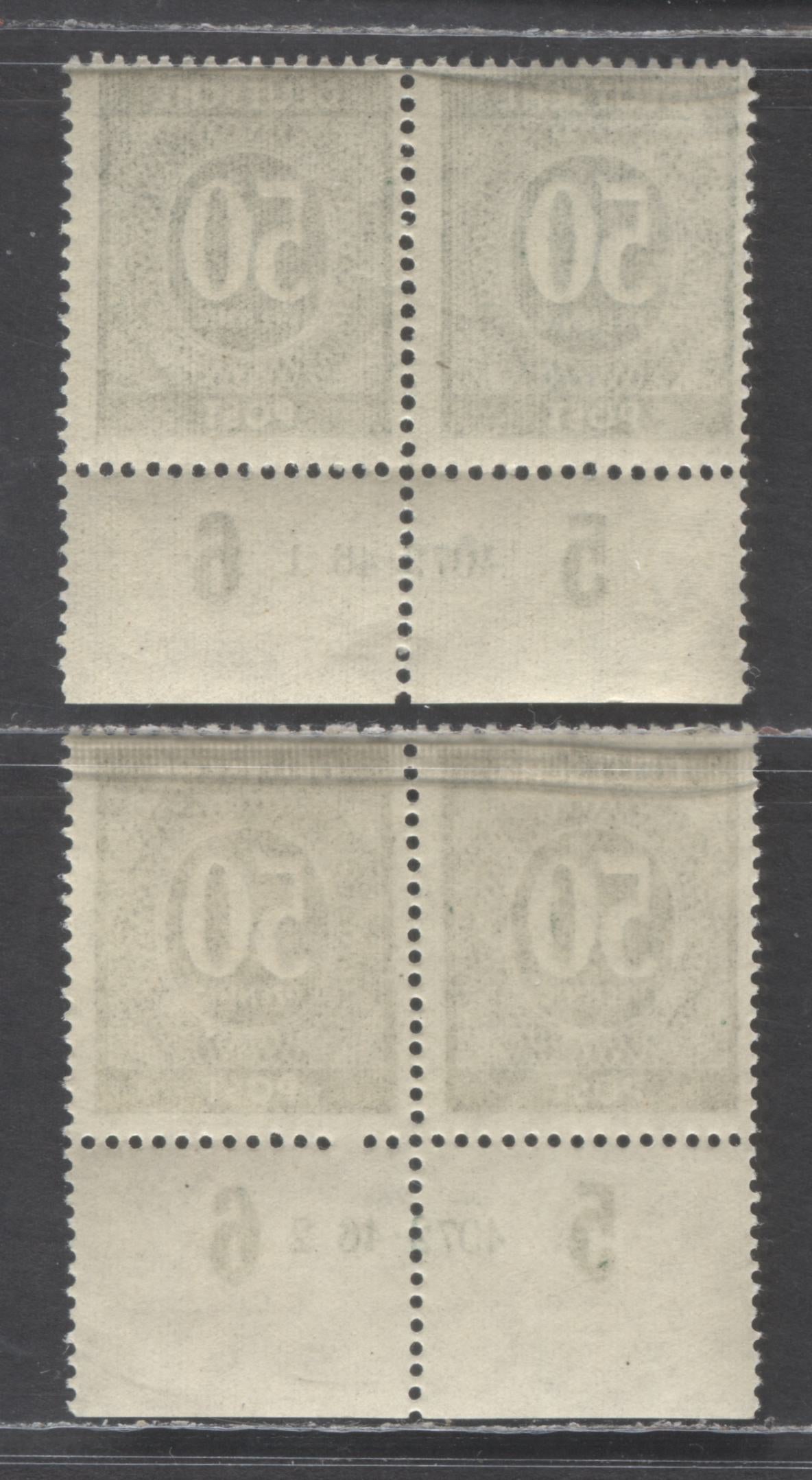 Lot 503 Germany Mi#932HAN (SC# 551) 50pf Deep Gray Green 1946 Numerals Issue, Plates 4072.46-1 & 4072.46-2, 2 FNH Plate Pairs, Click on Listing to See ALL Pictures, Estimated Value $30