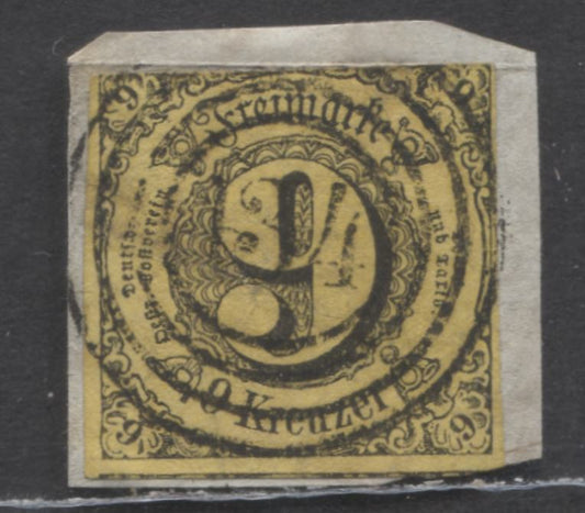 Lot 60 Germany - Thurn & Taxis SC#46 (Mi# 10aII) 9kr Black 1852-1853 Numeral Issue, On Brownish Yellow, Type II As Listed In Michel, A Fine Used Singles, Click on Listing to See ALL Pictures, Estimated Value $8