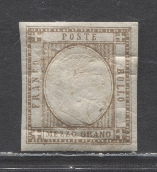 Lot 98 Neapolitan Provinces - Italian States SC#20 1/2g Bistre 1861 Victor Emmanuel II Issue, A VGOG Single, Click on Listing to See ALL Pictures, Estimated Value $50 USD