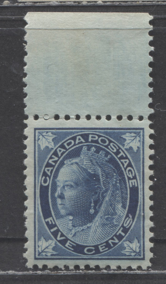 Lot 52 Canada #70 5c Dark Blue Queen Victoria, 1897-1898 Maple Leaf Issue, A VFNH Single With A Couple Of Natural Gum Bubbles In The Gum